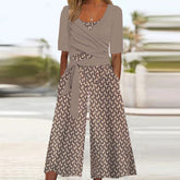 Stilvoller Bedruckter Jumpsuit mit Seitentaschen - Herbstsmode mit Komfort