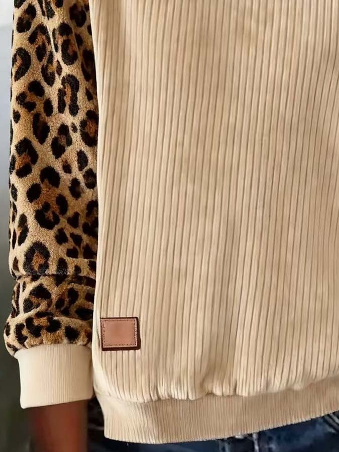 Winter Longsleeve Beige mit Leoärmeln – cosy & stylish