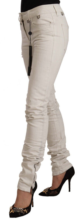 Karl Lagerfeld Weiße Slim Fit Jeans aus Baumwoll-Denim mit mittlerer Taille