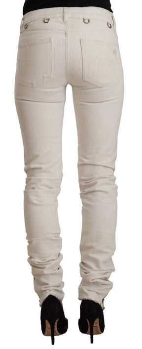 Karl Lagerfeld Weiße Slim Fit Jeans aus Baumwoll-Denim mit mittlerer Taille