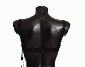 Dolce & Gabbana Schwarzer Balconette-BH aus Satin-Spitze mit Tupfen