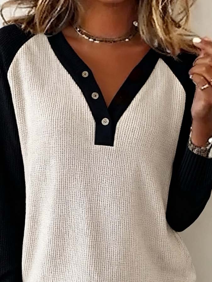 Herbstlicher Wohlfühl-Pullover: Comfy Long Sleeve V-Neck Sweater