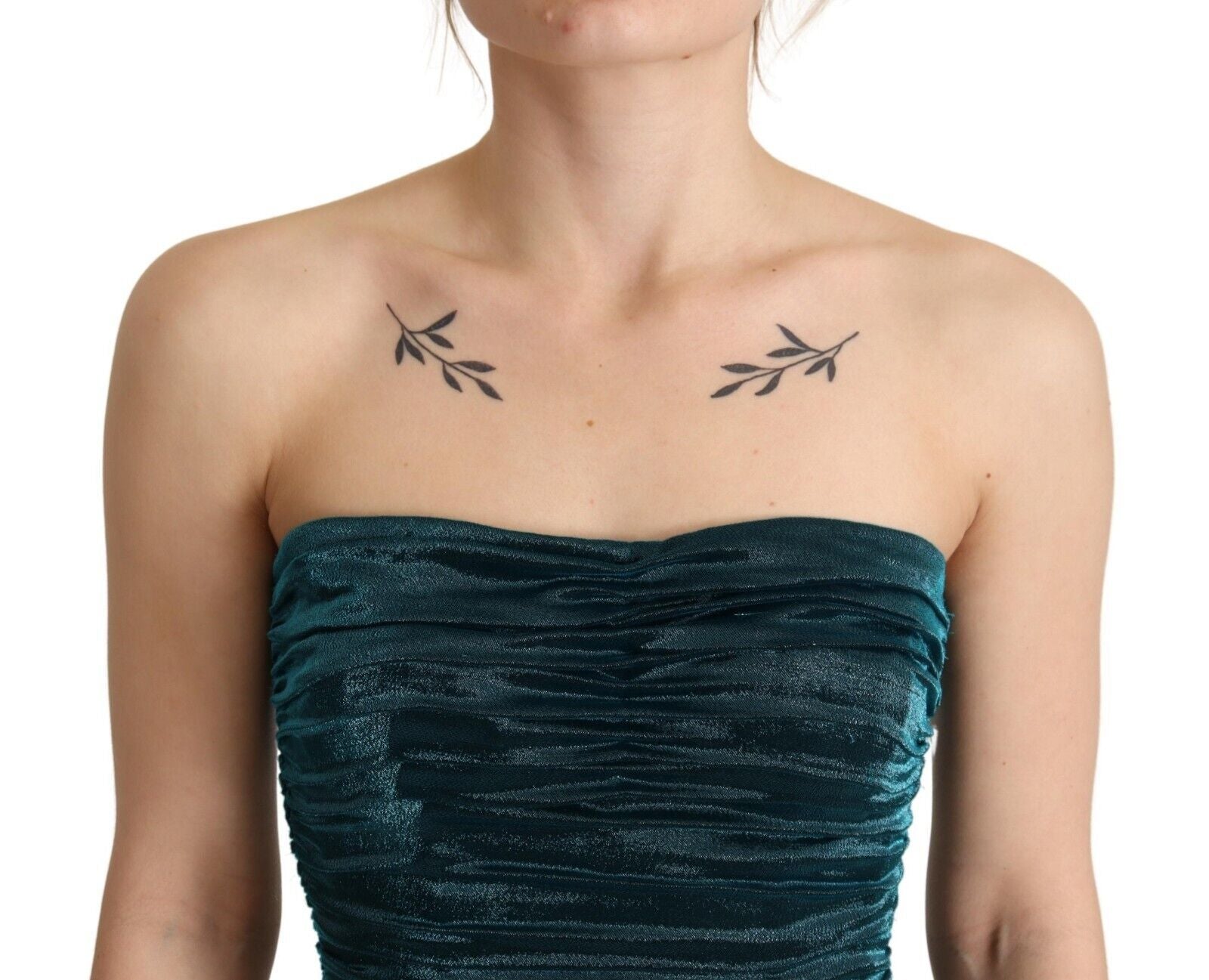 Dolce & Gabbana Türkisfarbenes Bustier-Mieder Drapiertes Midikleid