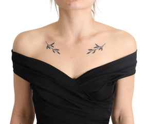 Dolce & Gabbana Bodycon Schwarz Seide Schulterfreies Etuikleid Bodycon Kleid