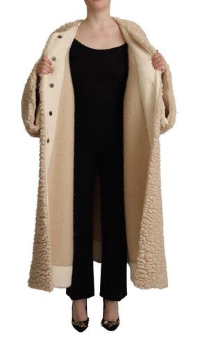 Dolce & Gabbana Beige Kaschmir Wolle Kunstpelz Mantel Jacke