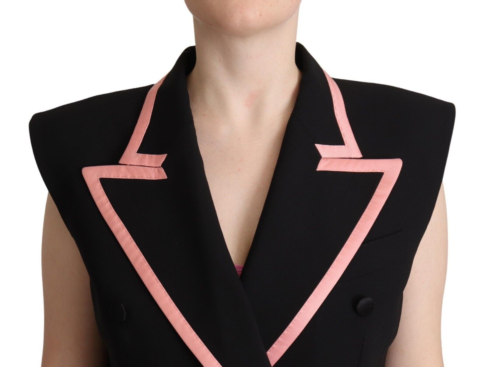 Dolce & Gabbana Schwarzes ärmelloses Jumpsuit-Kleid aus einer Wollmischung