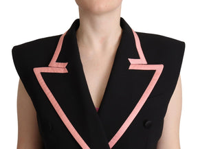 Dolce & Gabbana Schwarzes ärmelloses Jumpsuit-Kleid aus einer Wollmischung