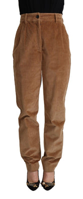 Dolce & Gabbana Brauner Baumwollcord mit hoher Taille und Skinny Pants