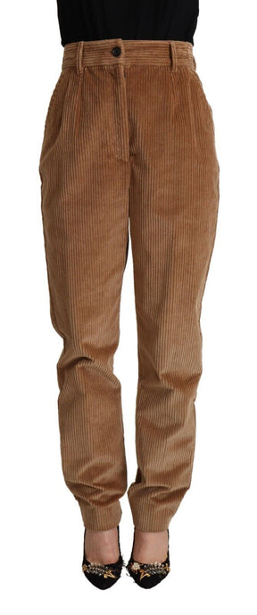 Dolce & Gabbana Brauner Baumwollcord mit hoher Taille und Skinny Pants