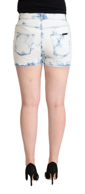 Dolce & Gabbana Weiß-Blau gefärbte Denim-Shorts aus Baumwolle mit mittlerer Taille