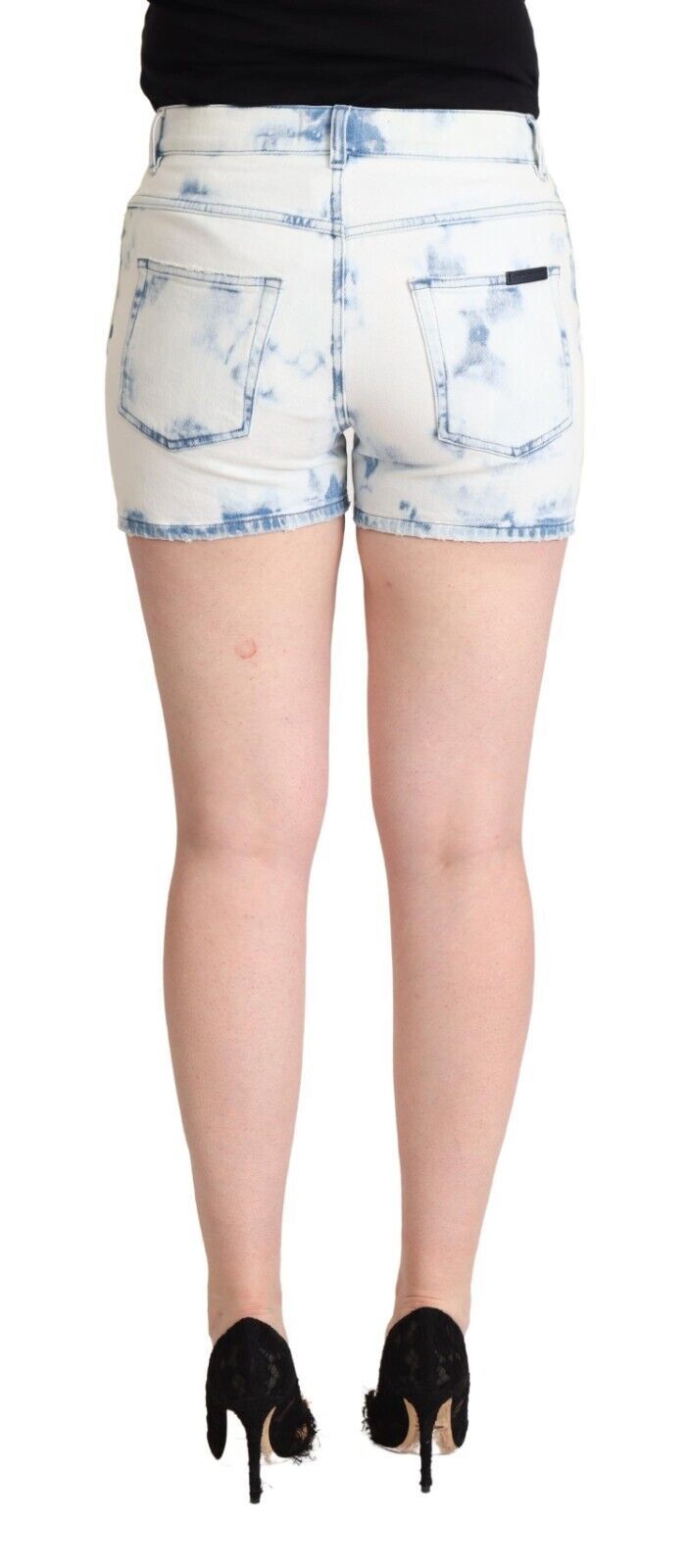 Dolce & Gabbana Weiß-Blau gefärbte Denim-Shorts aus Baumwolle mit mittlerer Taille