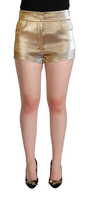 Dolce & Gabbana Metallic Gold Baumwolle Mid Taille Hot Pants Shorts