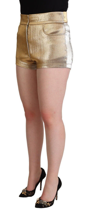 Dolce & Gabbana Metallic Gold Baumwolle Mid Taille Hot Pants Shorts