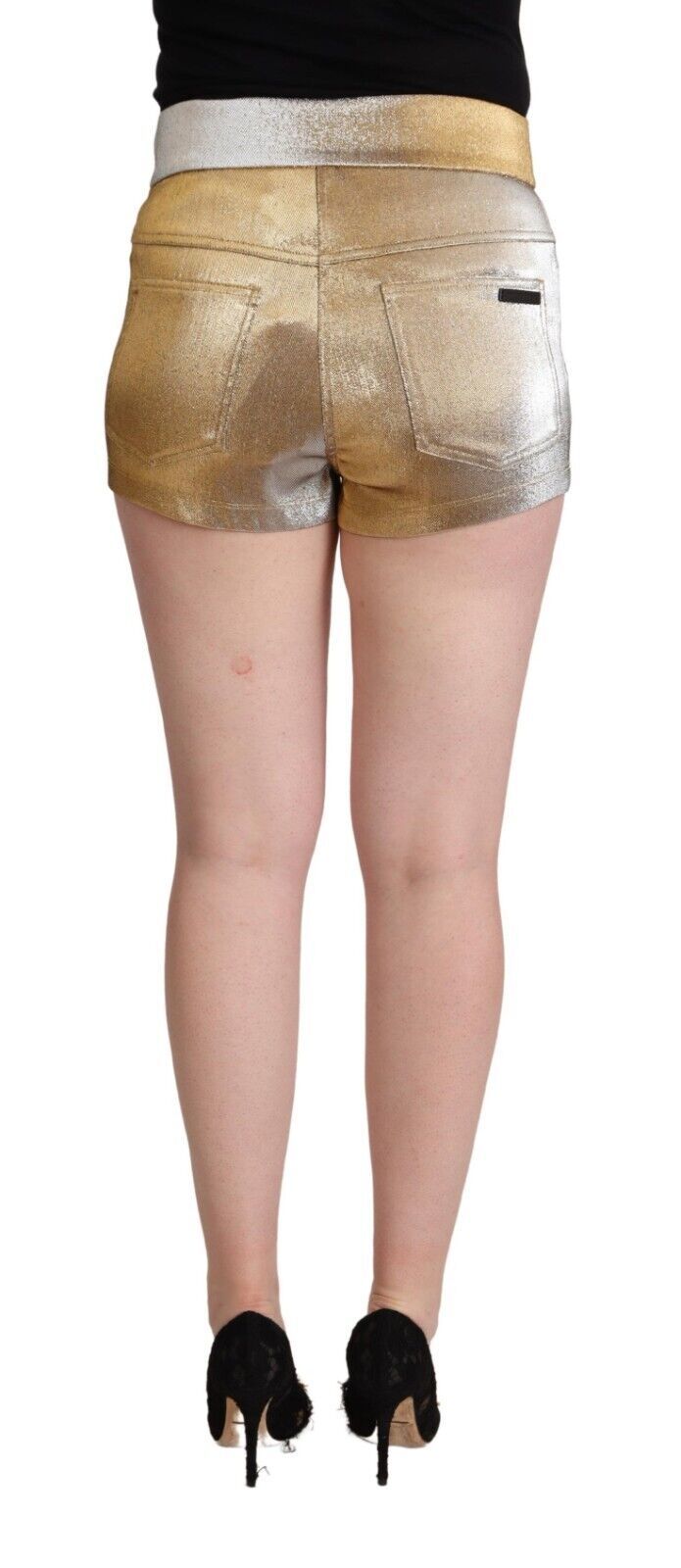Dolce & Gabbana Metallic Gold Baumwolle Mid Taille Hot Pants Shorts