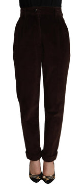 Dolce & Gabbana Bordeauxfarbene Cordhose aus Baumwolle, konisch zulaufende Hose