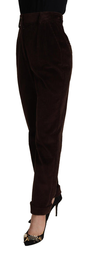 Dolce & Gabbana Bordeauxfarbene Cordhose aus Baumwolle, konisch zulaufende Hose