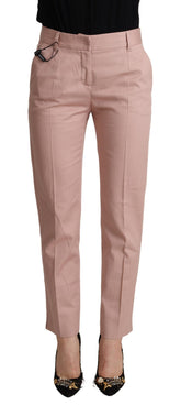 Dolce & Gabbana Rosa Baumwolle Mid Waist Hose Tapered Pants