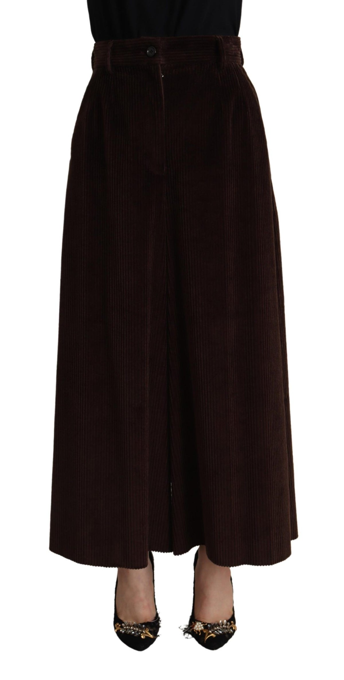 Dolce & Gabbana Bordeauxfarbene Cordhose aus Baumwolle Weite Hosenbeine