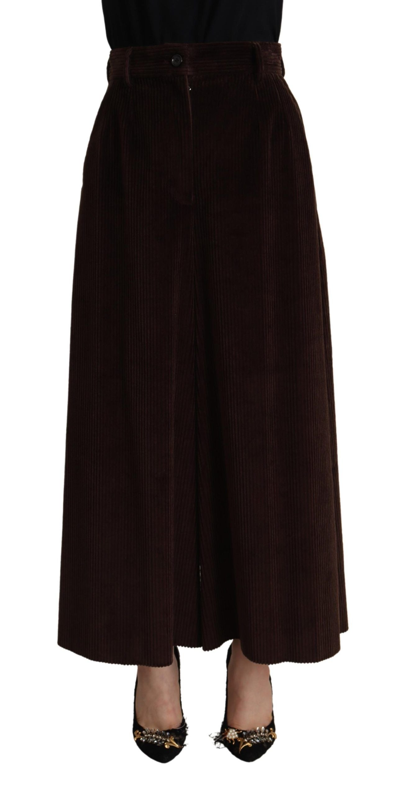 Dolce & Gabbana Bordeauxfarbene Cordhose aus Baumwolle Weite Hosenbeine