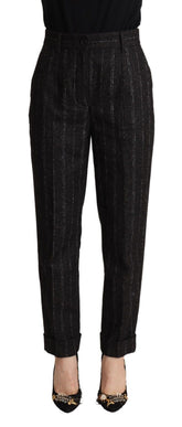 Dolce & Gabbana Schwarz gestreifte High Waist Tapered Pants