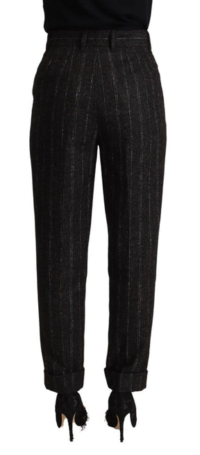 Dolce & Gabbana Schwarz gestreifte High Waist Tapered Pants