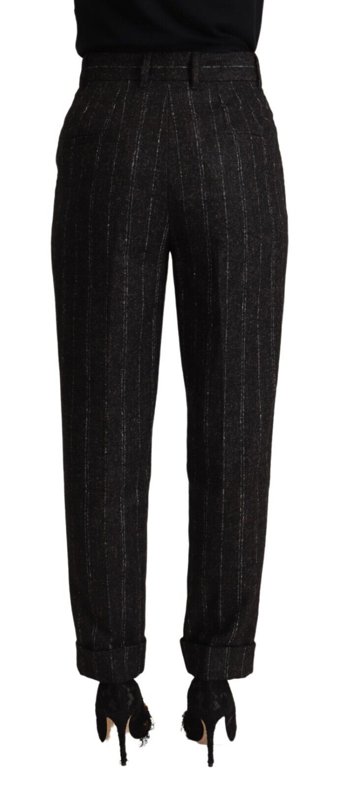 Dolce & Gabbana Schwarz gestreifte High Waist Tapered Pants