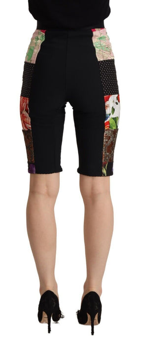 Dolce & Gabbana Multicolor Patchwork-Hose mit hoher Taille und Cropped Pants