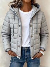 Damen Winter Steppjacke hellgrau mit Kapuze leicht & warm