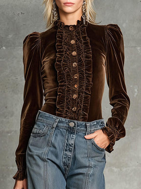 Coffee Plain Long Sleeve Top - Herbstsfrischer Style, Eleganz & Komfort