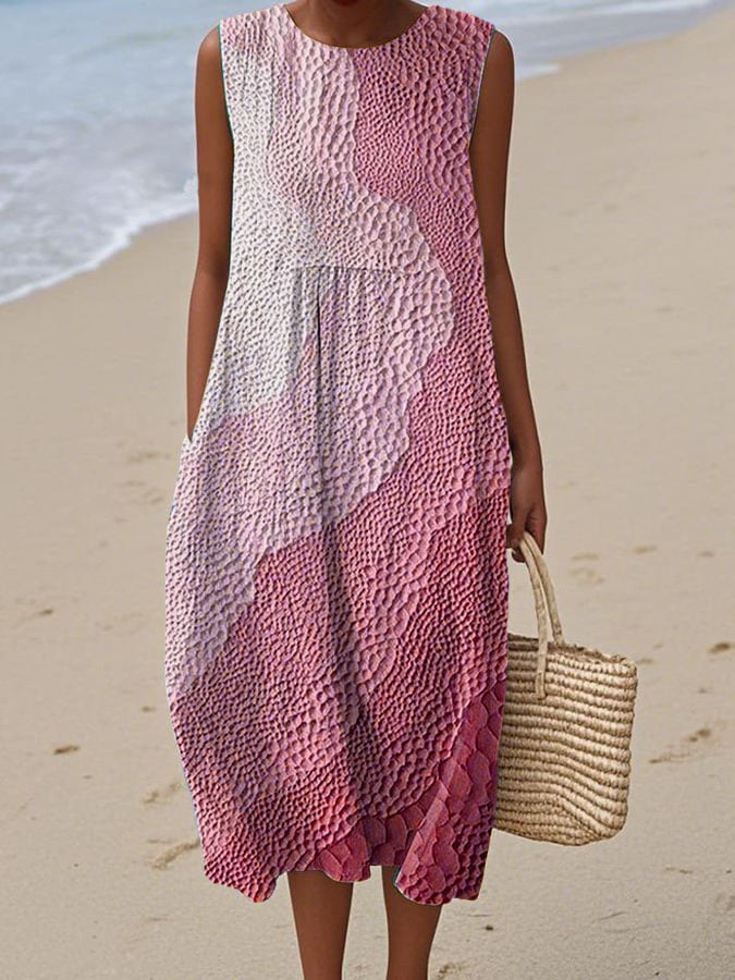 Türkis Midi Kleid Winterchic ärmellos casual Strandlook