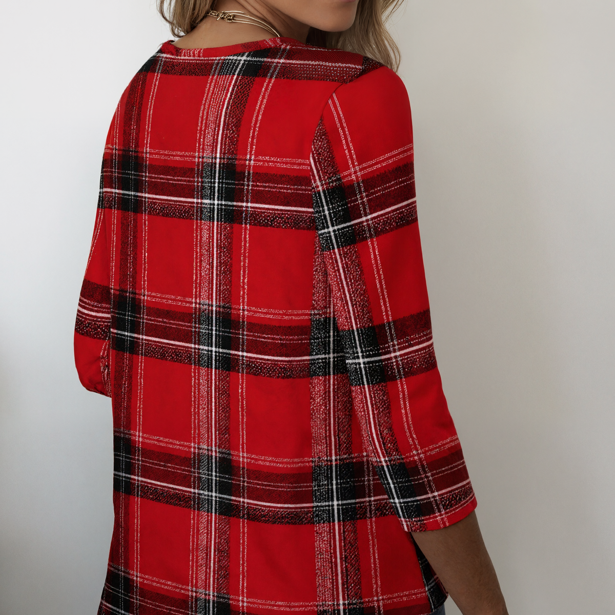 Winter Karo Longsleeve Rot – Kuscheliges Damen Shirt