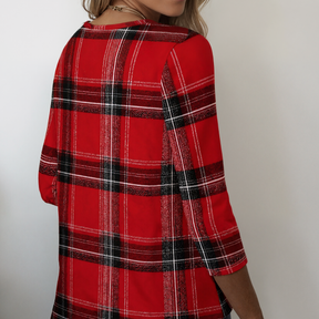 Winter Karo Longsleeve Rot – Kuscheliges Damen Shirt