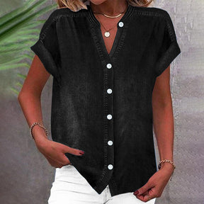 Winter Denim Top Blau – Kurzarm, Layering Must-have