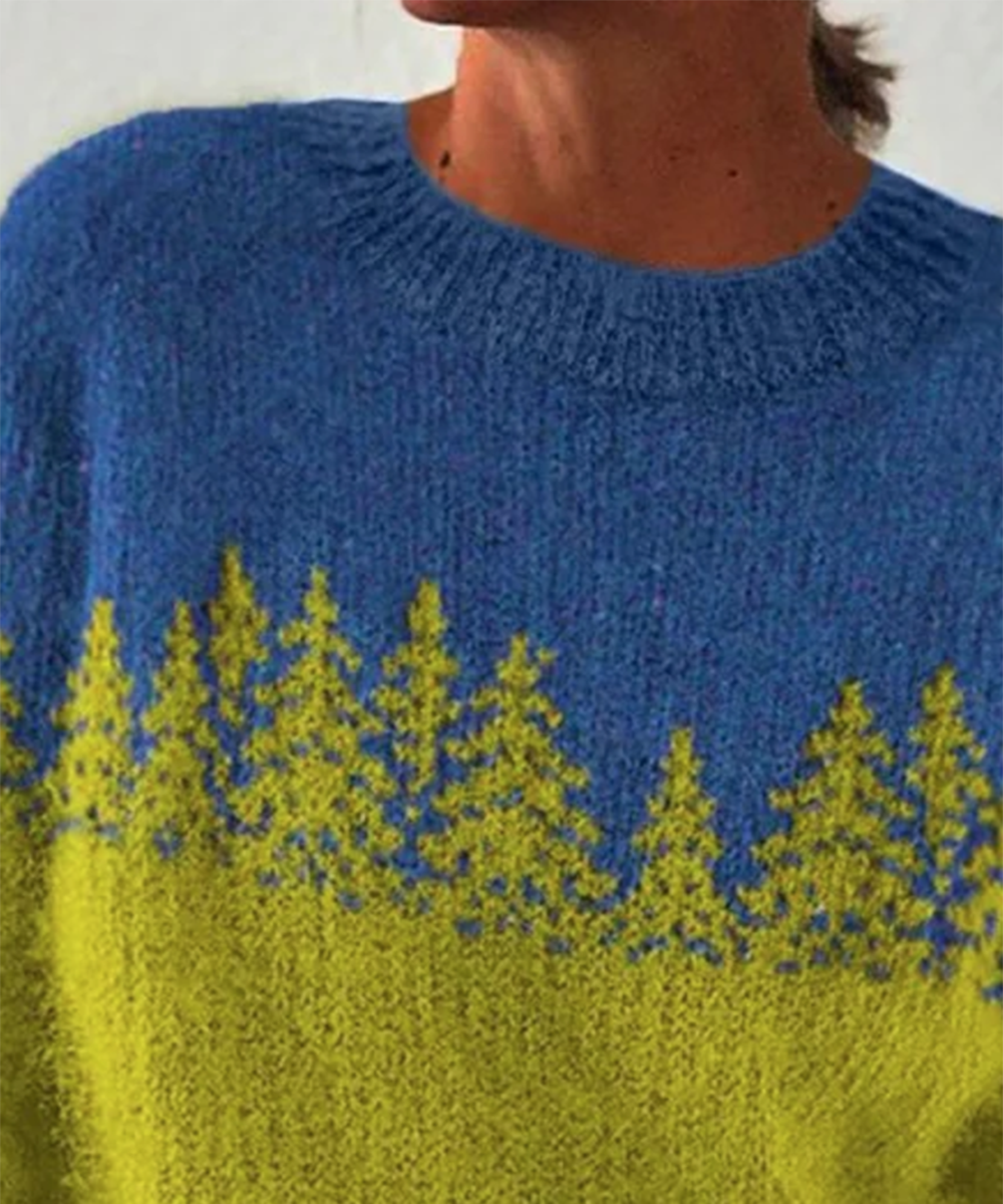 Herbstlicher Kuschel-Chic: Modern Print Long Sleeve Sweater