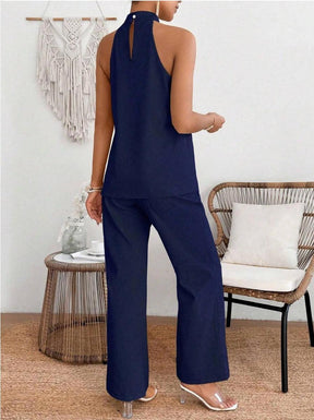 Navy Ärmelloses Zweiteiliges Set - Herbstsfrische Eleganz für jeden Anlass