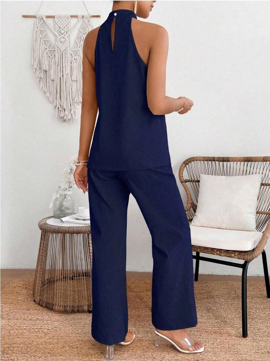 Navy Ärmelloses Zweiteiliges Set - Herbstsfrische Eleganz für jeden Anlass