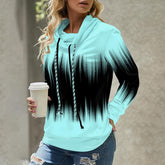 Aqua & Black Ombre Rain Hoodie - Herbstshafter Retro-Look in Aquamarin