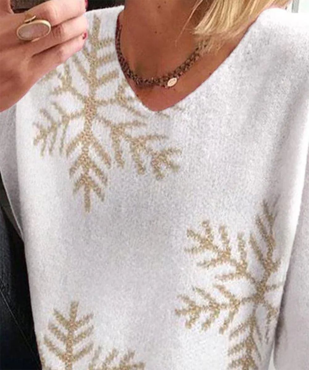 Herbstlicher Simple Snowflake Langarm-Pullover - Stilvoller Komfort für kühle Tage