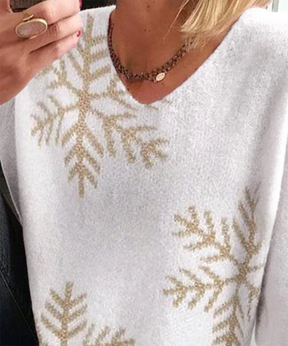Herbstlicher Simple Snowflake Langarm-Pullover - Stilvoller Komfort für kühle Tage