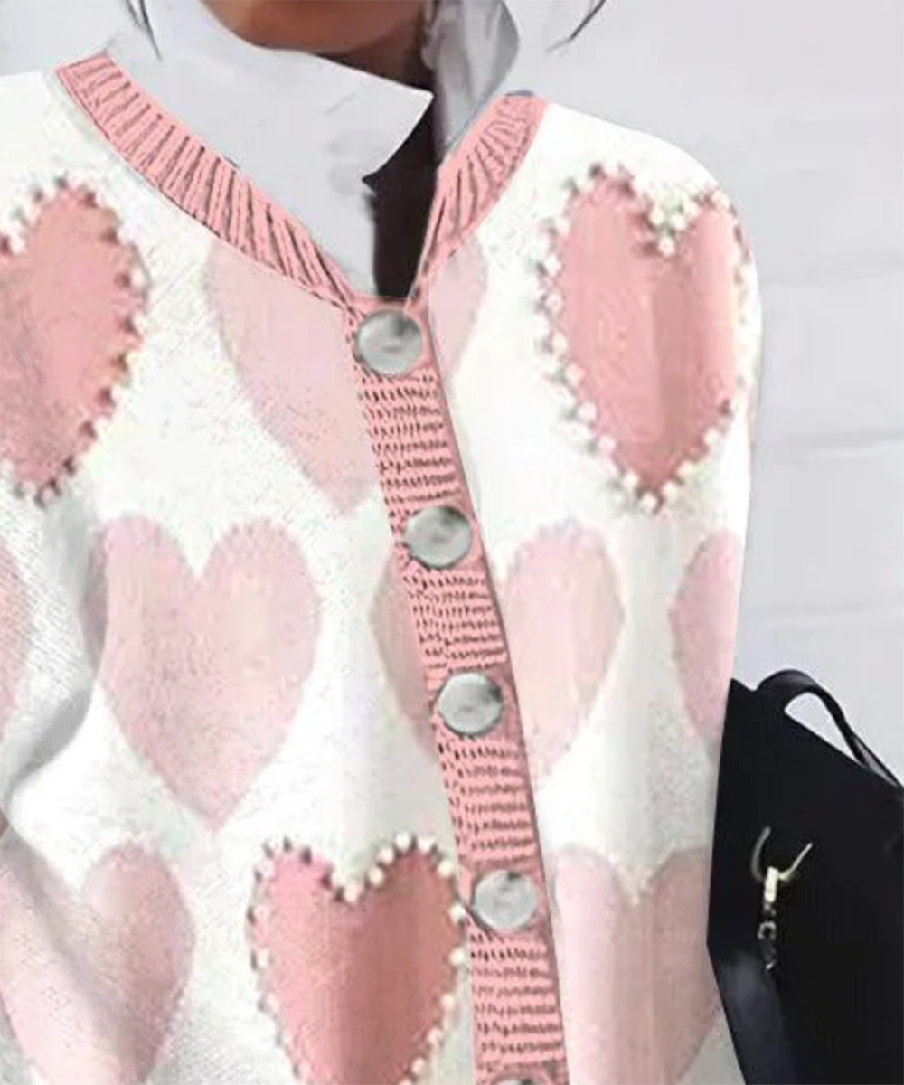 Charmantes Herbsts-Must-Have: Pink Print Long Sleeve Sweater
