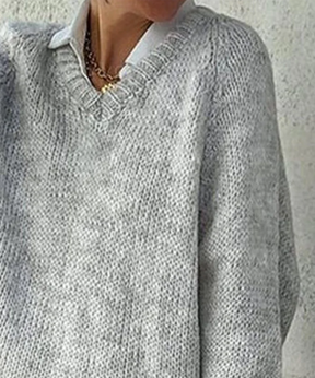 Stilvoller Baggy Grey V-Neck Sweater - Ihr perfekter Herbst-Begleiter