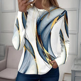 Geometrisches Druck Langarmshirt - Herbstshaft, Komfortabel & Stilvoll