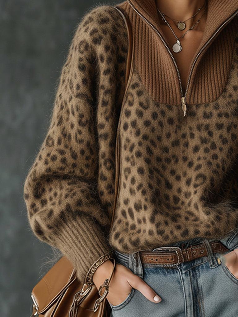Stylischer Leopard Print Sweater - Herbstlicher Luxus & Komfort