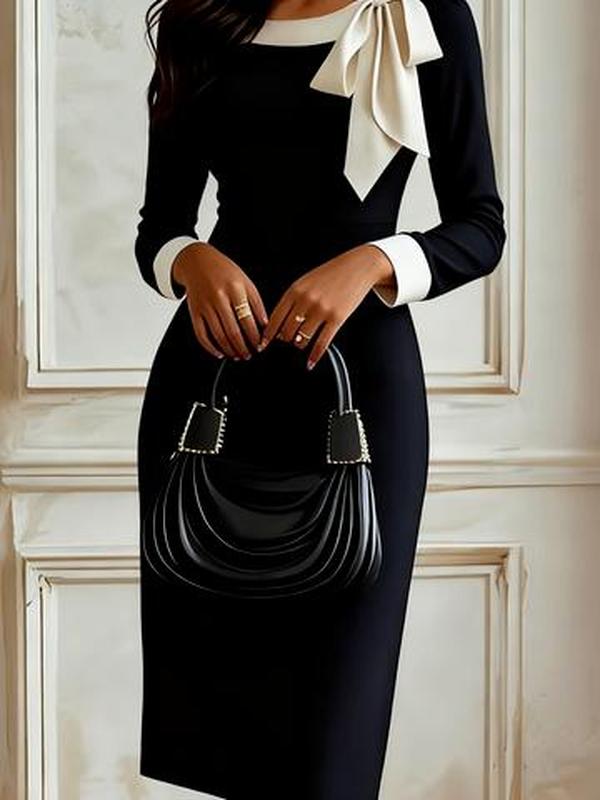 Groovy Black Color Block Mini-Kleid - Herbstliches Must-Have mit Retro-Chic