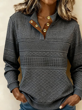 Damen Winter Pullover Sweatshirt warm casual dunkelgrau