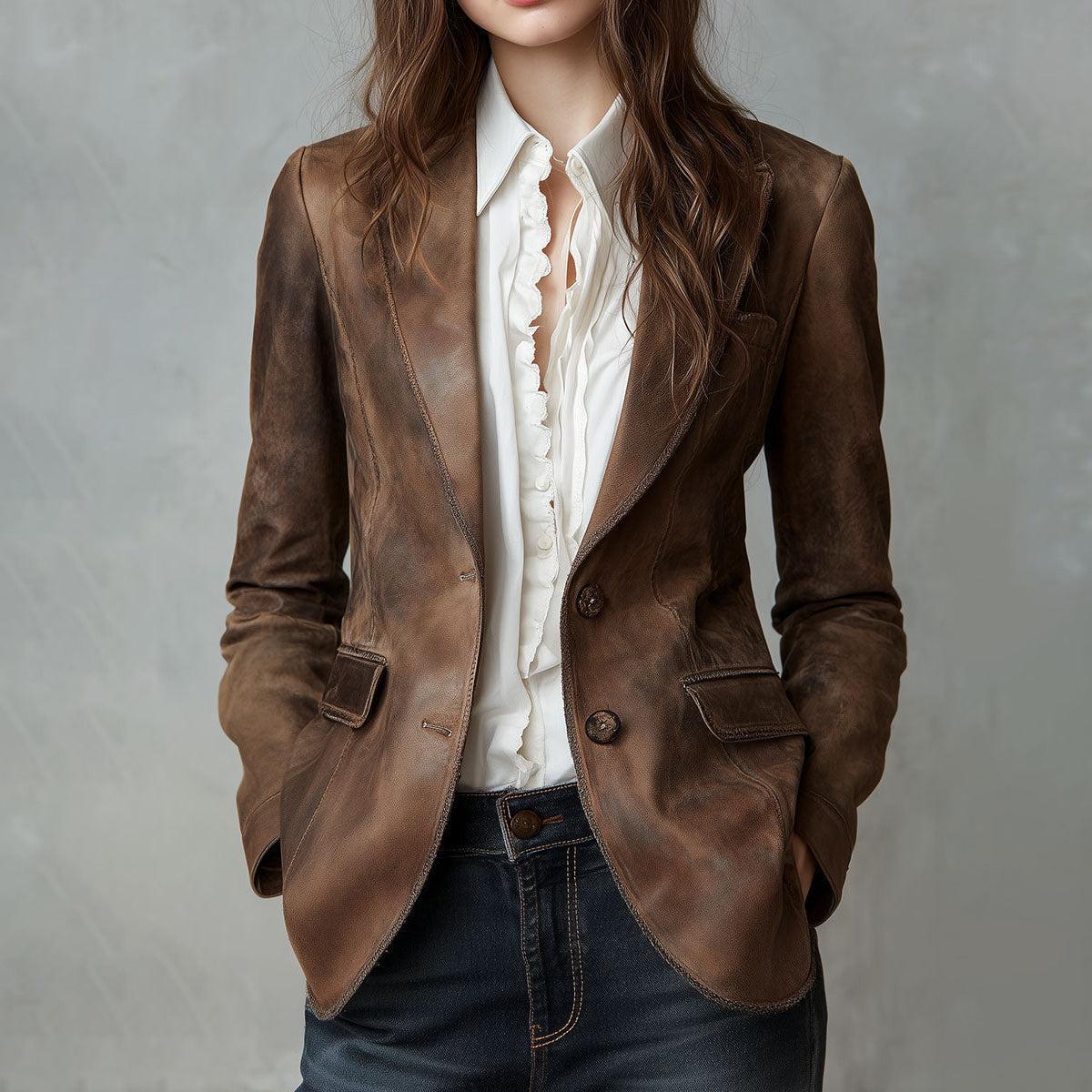 Chic & Komfortabler Brown Plain Long Sleeve Blazer - Perfekt für jeden Herbststag