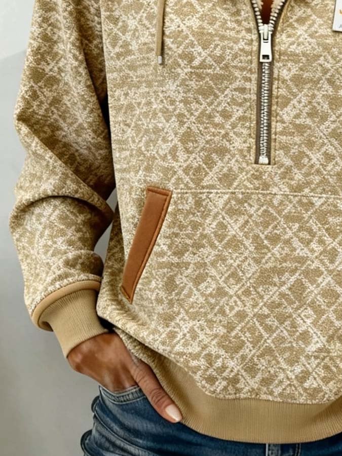 Kuscheliger Winter Damen Hoodie mit Teddyfutter, beige