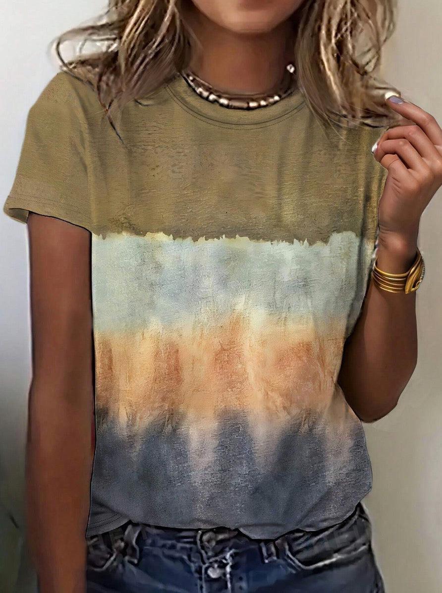Winter Retro Multicolor Top – Kurzarm Layer-Look Must-have