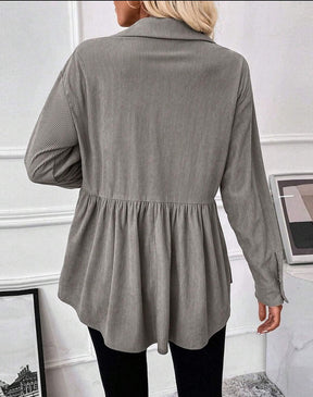 Warme Damen Long Sleeve Hemdjacke Grau für den Winter