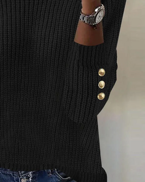 Black Plain High Neck Long Sleeve Sweater - Eleganter Herbstskomfort